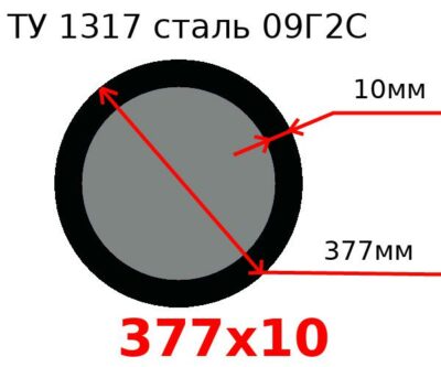 Труба 377х10 сталь 09Г2С ТУ 1317